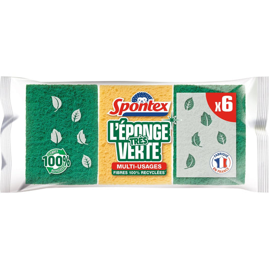 Eponge Multi-Usage Gratante Très Verte SPONTEX le paquet de 6 éponges