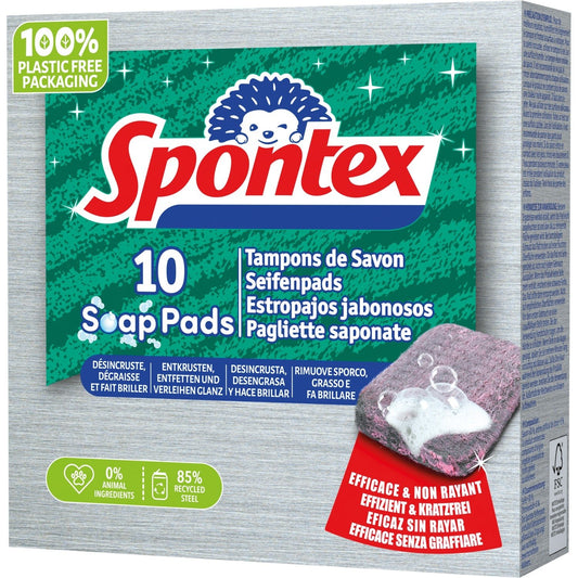 Tampons de Savon Non Rayant SPONTEX la boite de 10 tampons