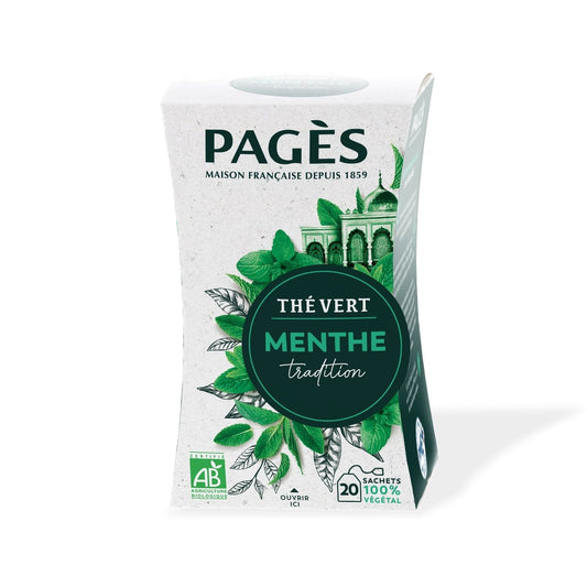 Thé Vert Menthe Bio PAGES la boite de 20 sachets
