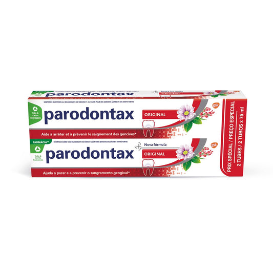 Dentifrice Prévient et Arrête le Saignement des Gencives Renforce les Dents et Rafraîchit l'Haleine PARODONTAX les 2 tubes de 75 ml