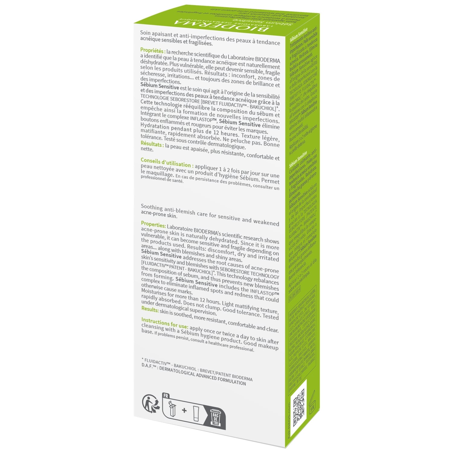 Soin Apaisant Anti-imperfections Visage Peau Sensible Sébium Sensitive BIODERMA 