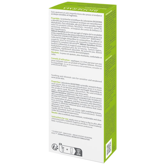 Soin Apaisant Anti-imperfections Visage Peau Sensible Sébium Sensitive BIODERMA 