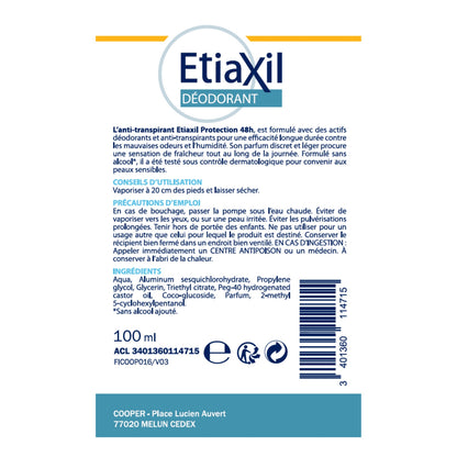 Déodorant Pieds Spray Anti-transpirant Protection 48h Peau Sensible ETIAXIL 