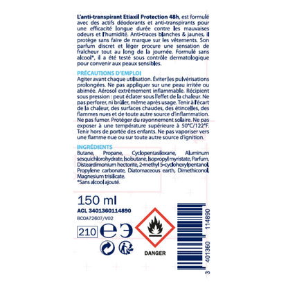 Antitranspirant Deodorant Spray 48h Wirksamkeit Empfindliche Haut ETIAXIL