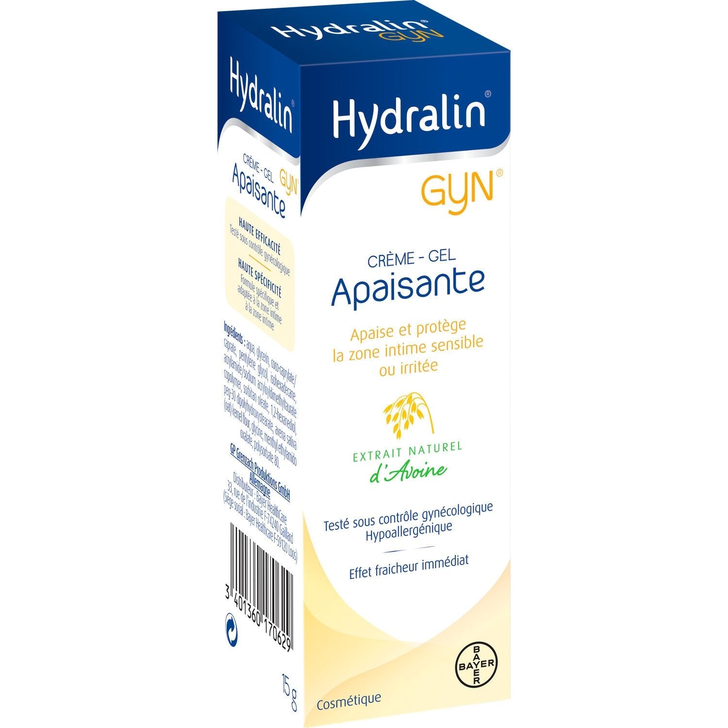 Crème Intime Apaisante à l'Avoine HYDRALIN le tube de 15mL