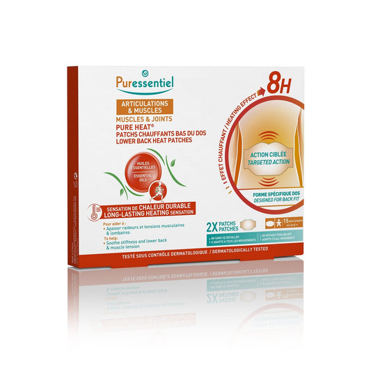 Patchs Chauffants Bas du Dos Articulations et Muscles aux 14 Huiles Essentielles PURESSENTIEL le lot de 2