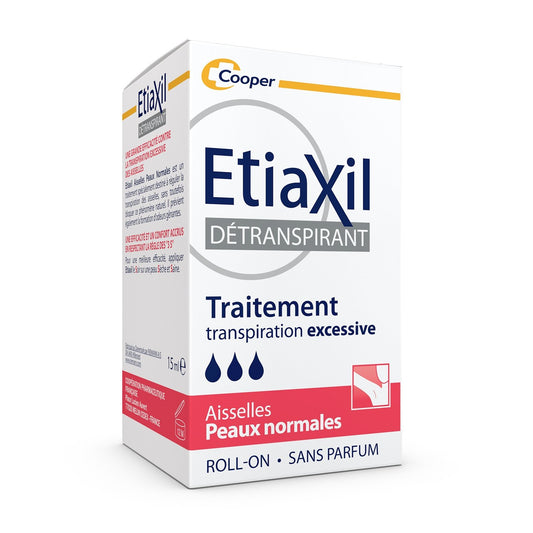 Déodorant Roll-On Aisselles Peau Normale Transpiration Excessive 48h ETIAXIL le roll-on