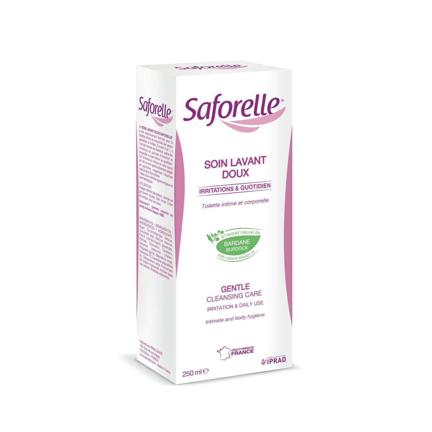 Soin Intime Lavant Doux à l'Extrait de Bardane SAFORELLE le flacon de 250mL