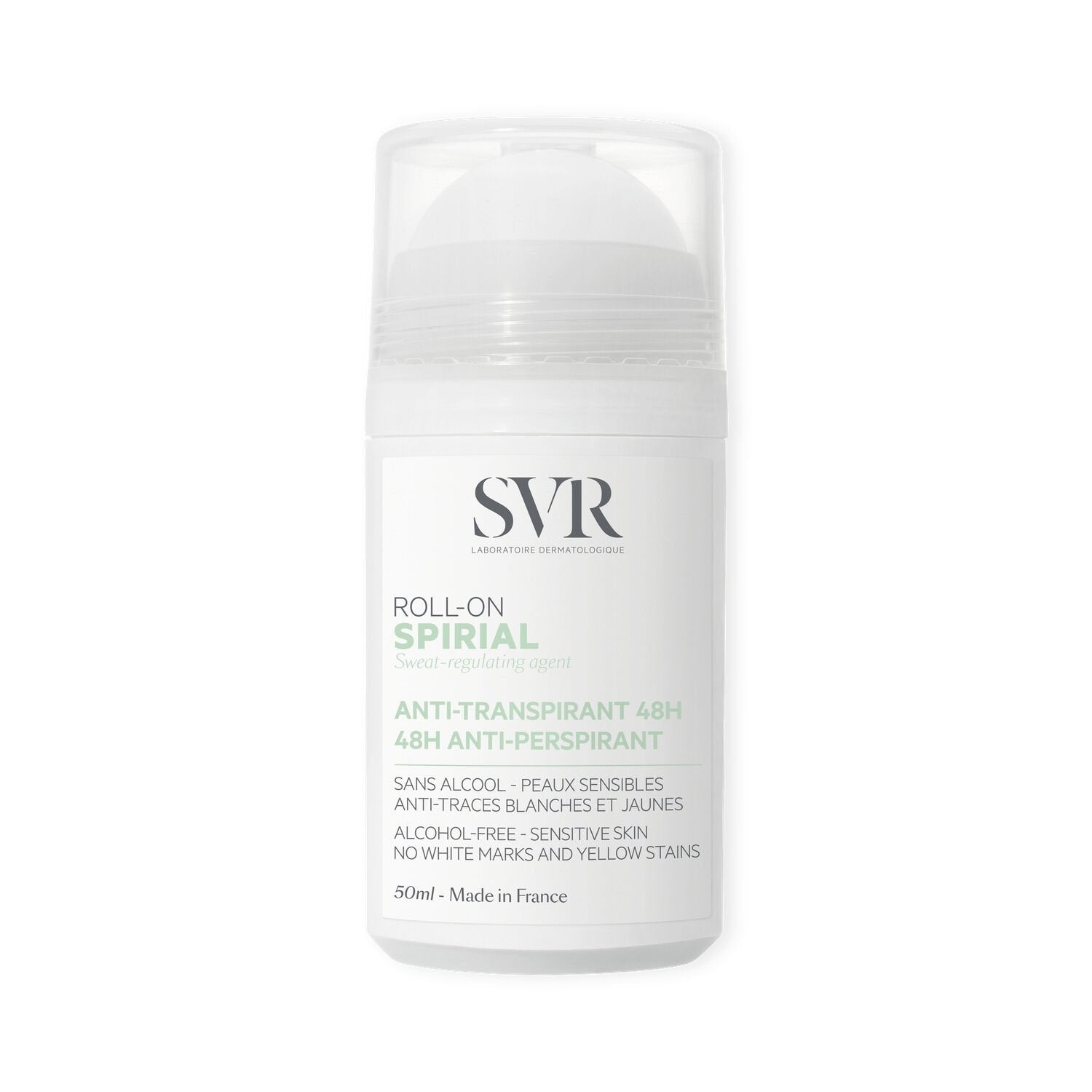 Déodorant Anti-Transpirant Anti Traces Blanches et Jaunes Hypoallergénique LABORATOIRE SVR le roll-on