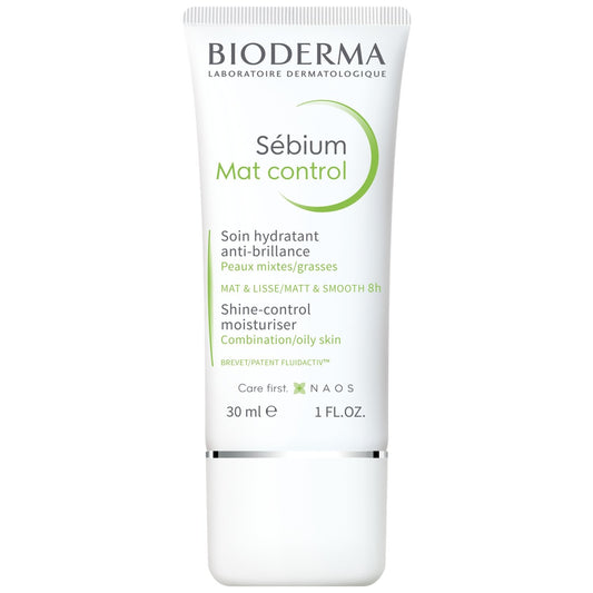 Soin Hydratant Anti-Brillance Peau Mixte à Grasse Sébium Mat Control BIODERMA le tube de 30mL