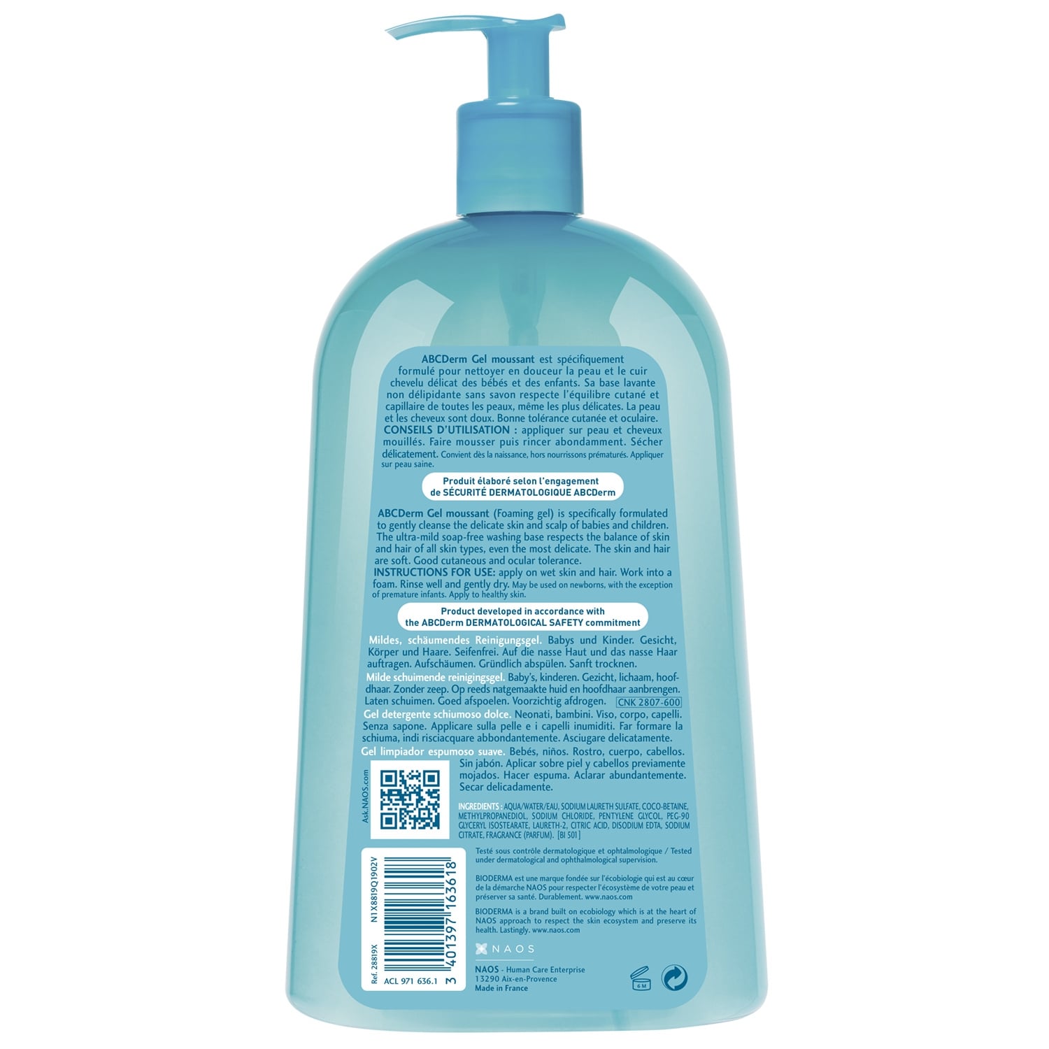 Gel moussant bébé Doux Visage et Corps ABCDerm BIODERMA 