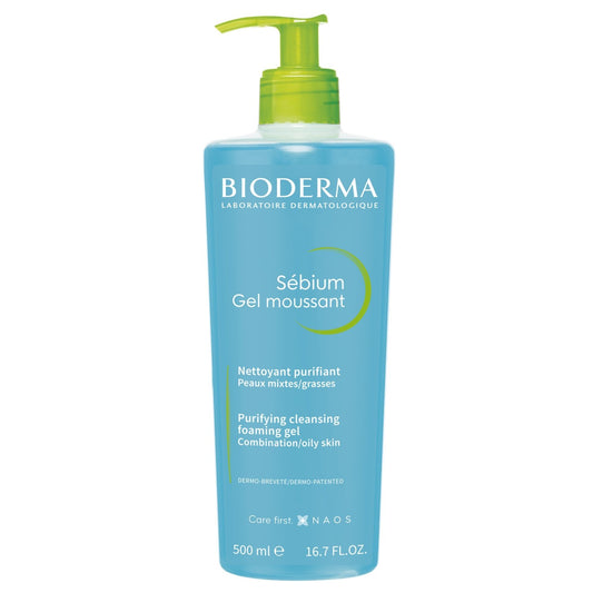 Gel Visage Peaux Mixtes à Grasses Purifiant Sébium BIODERMA le flacon de 500 ml
