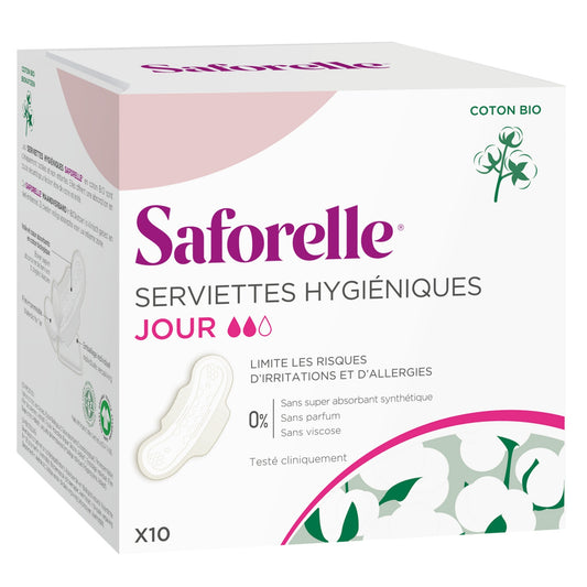 Serviettes hygiéniques Coton Bio Jour SAFORELLE 