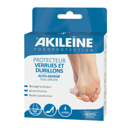 Pansements Verrues et Durillons Auto-Adhésif Soulage la Douleur Limite les Frictions Facile à Positionner en Silicone AKILEINE la boîte