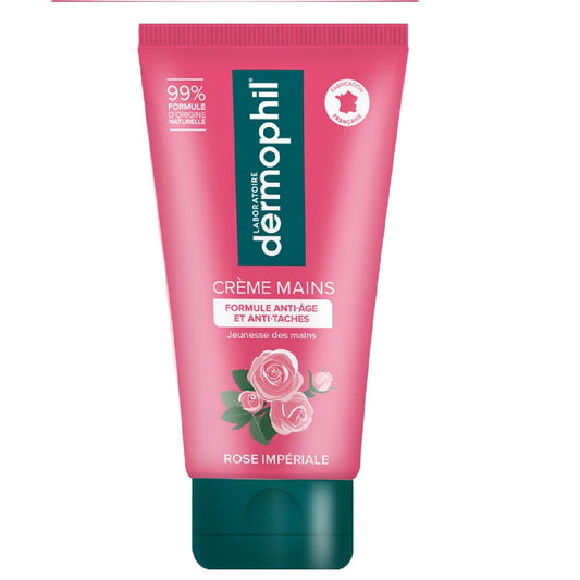 Crème Main Anti-Âge Anti-Tâches Rose Impériale Origine Naturelle DERMOPHIL le flacon de 75mL