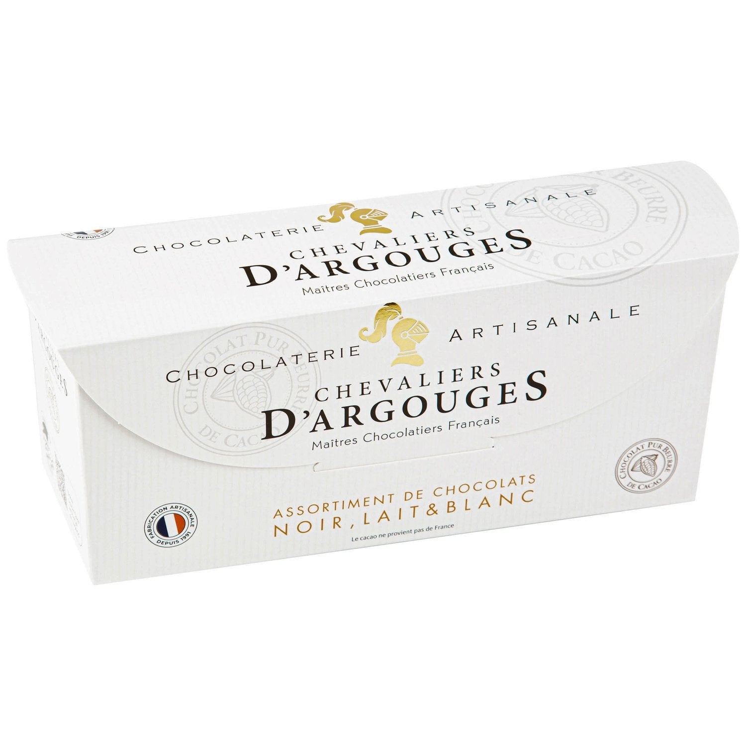 Assortiment de Chocolats Lait, Noir et Blanc CHEVALIERS D'ARGOUGES - Gamme de Noël 2025 la boîte de 355 g