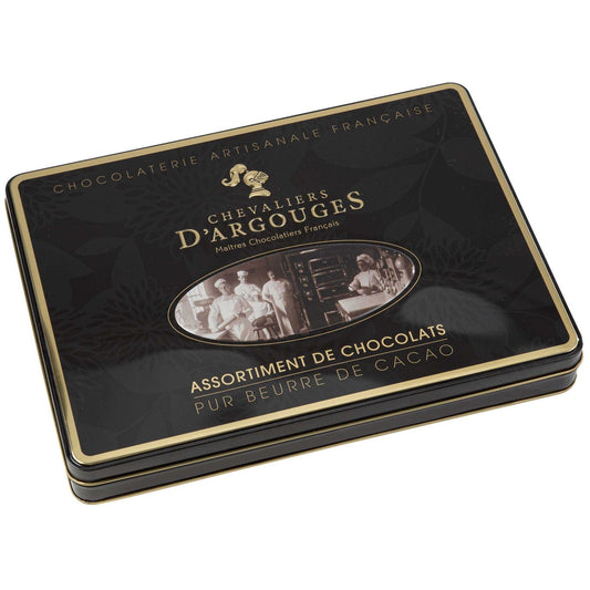 Assortiments de Chocolats Noir 70%, Lait et Blanc CHEVALIERS D'ARGOUGES la boite de 300g