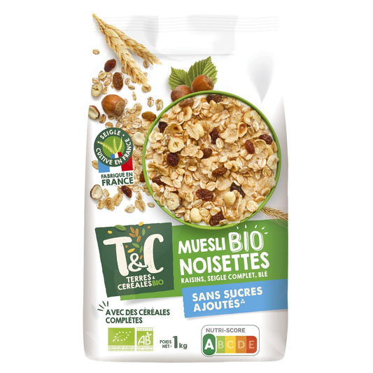 Céréales Muesli Noisette Sans Sucres Ajoutés Bio Terres & CEREALES BIO le paquet d'1Kg
