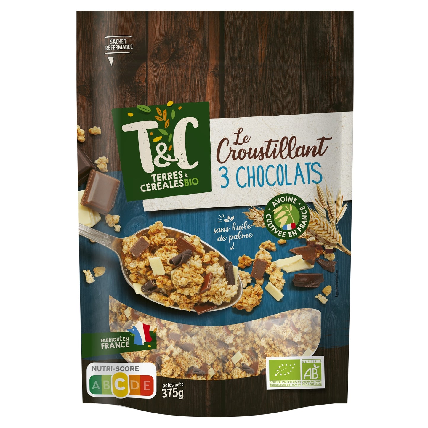 Organic 3 Chocolate Crunchy Muesli Cereals Without Palm Oil Terres &amp; Cereales Bio
