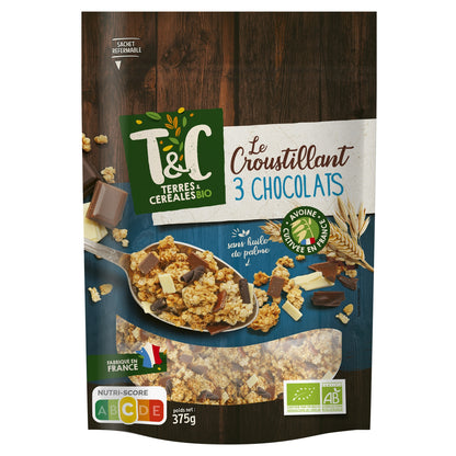 Organic 3 Chocolate Crunchy Muesli Cereals Without Palm Oil Terres &amp; Cereales Bio