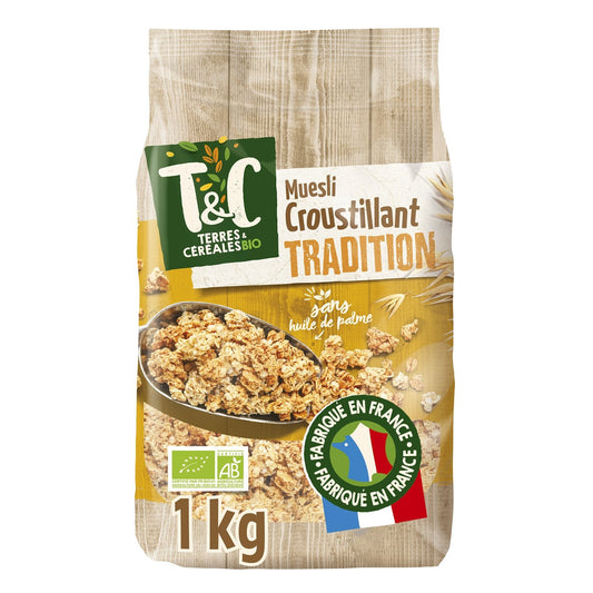 Céréales Muesli Croustillant Nature Sans Huile de Palme Bio Terres & CEREALES BIO