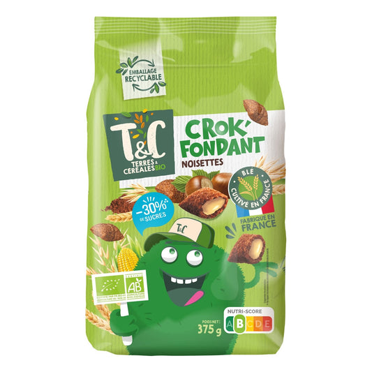 Céréales Fourrées aux Noisettes Moins de Sucres Bio Terres & CEREALES BIO le paquet de 375g