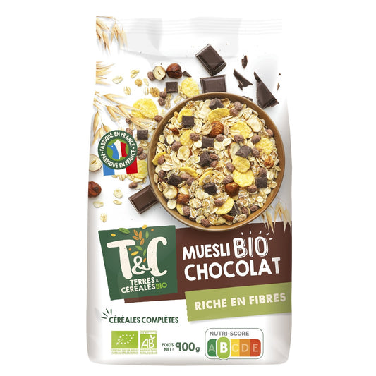 Céréales Muesli Chocolat Bio Terres & CEREALES BIO le paquet de 900g