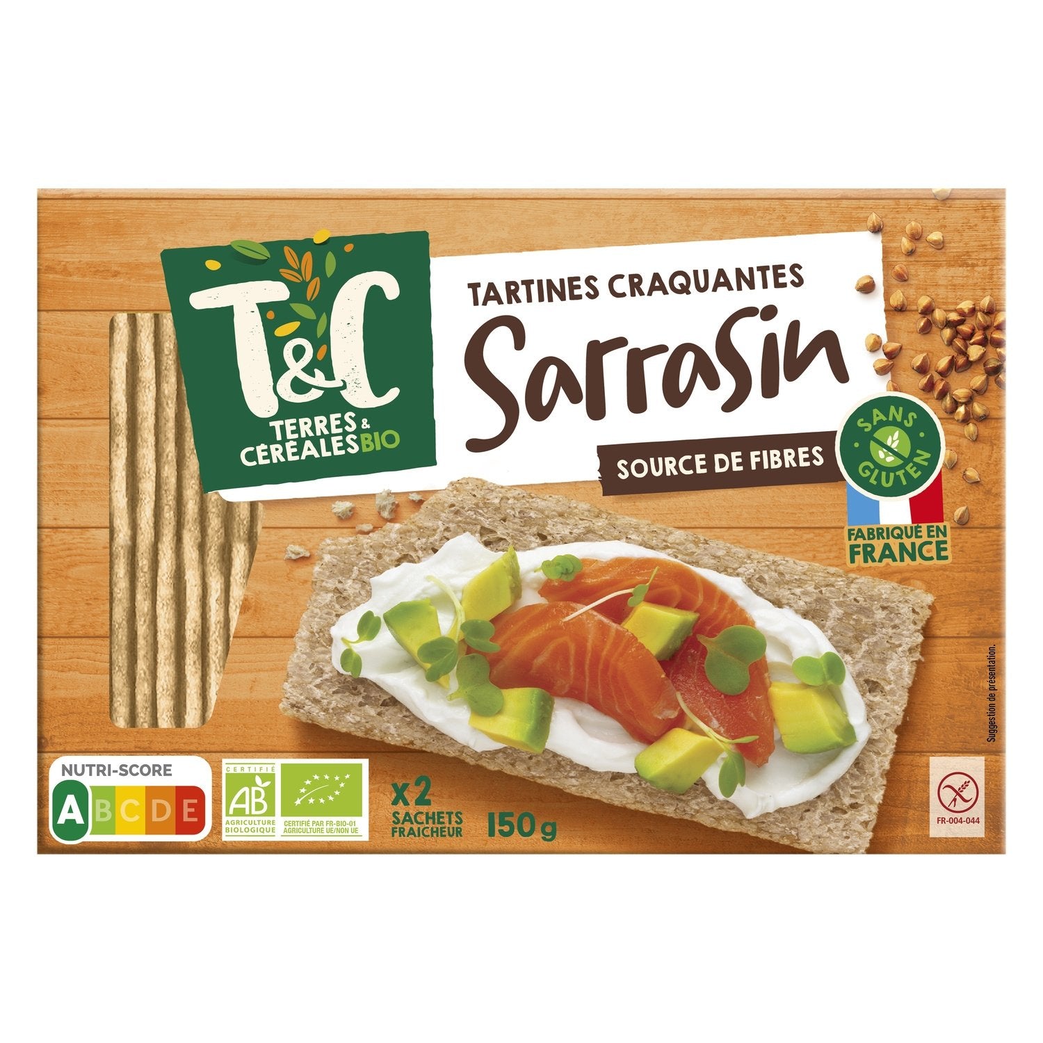 Tartines Craquantes Sarrasin Sans Gluten Bio Terres & CEREALES BIO le paquet de 150g