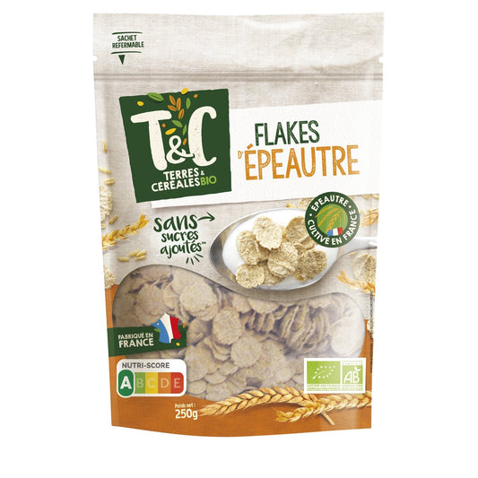 Céréales Pétales d'Épeautre Sans Sucres Ajoutés Bio Terres & CEREALES BIO le paquet de 250g