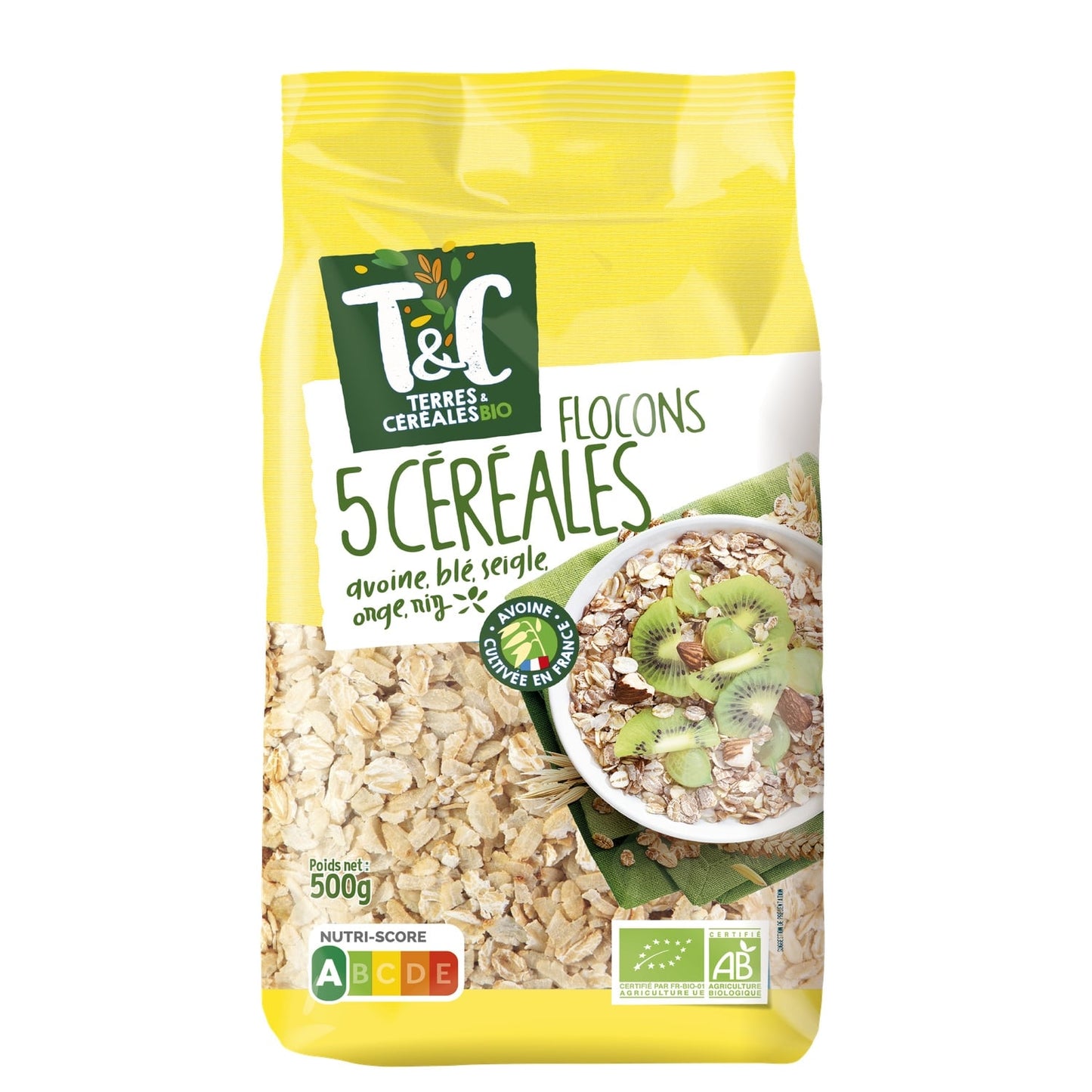 Céréales flocons de 5 céréales toatées TERRES&CEREALES BIO 