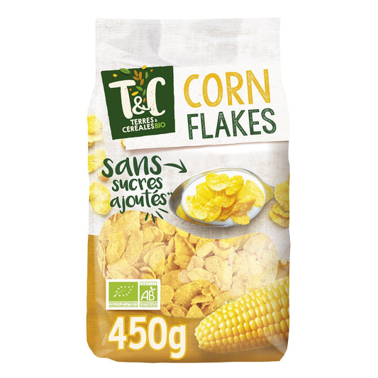 Céréales Corn Flakes Sans Sucres Ajoutés Bio Terres & CEREALES BIO le paquet de 450g