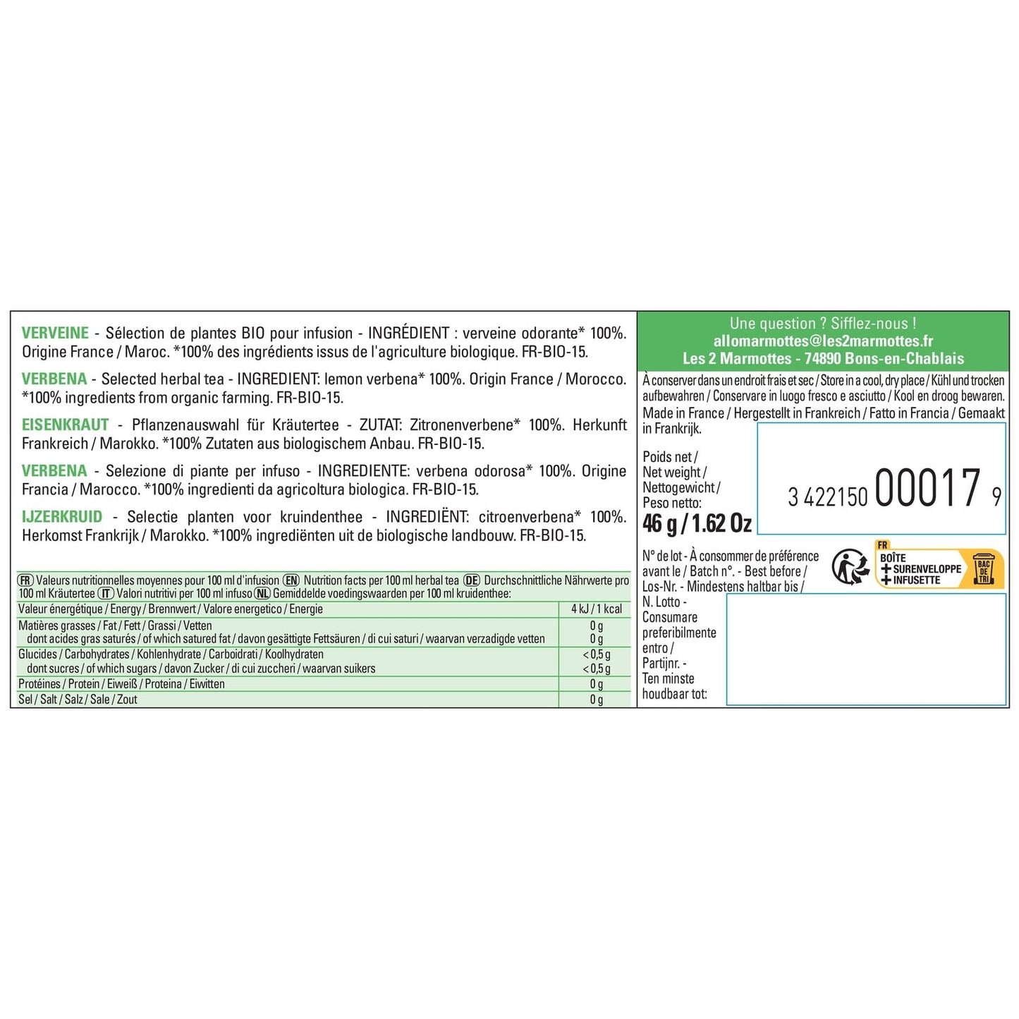 Infusion Verveine LES 2 MARMOTTES 