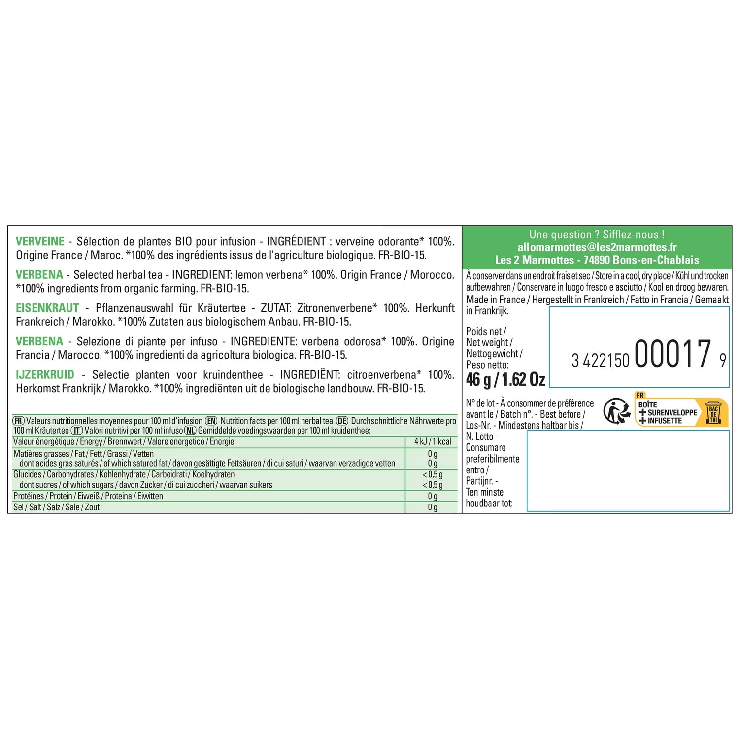 Infusion Verveine LES 2 MARMOTTES 