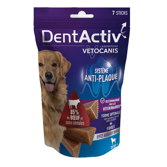 Friandises pour Chien Adulte Hygiène Bucco Dentaire Boeuf VETOCANIS le sachet de 7 sticks