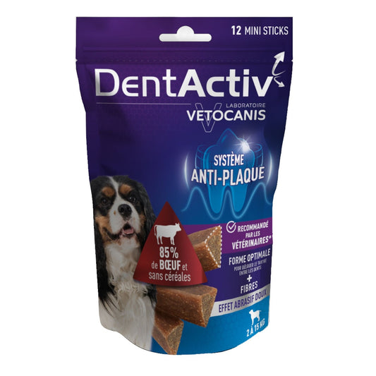 Friandises pour Chien Adulte Hygiène Bucco Dentaire Boeuf Dentativ VETOCANIS le sachet de 12 sticks