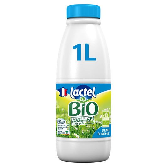 Lait Bio Demi-Ecrémé UHT LACTEL la bouteille 1L