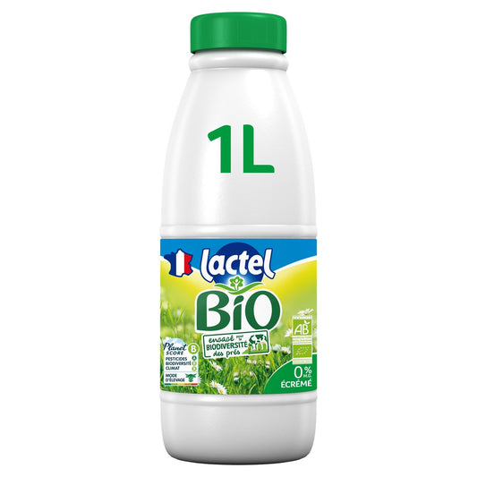 Lait Bio Ecrémé UHT LACTEL la bouteille 1L