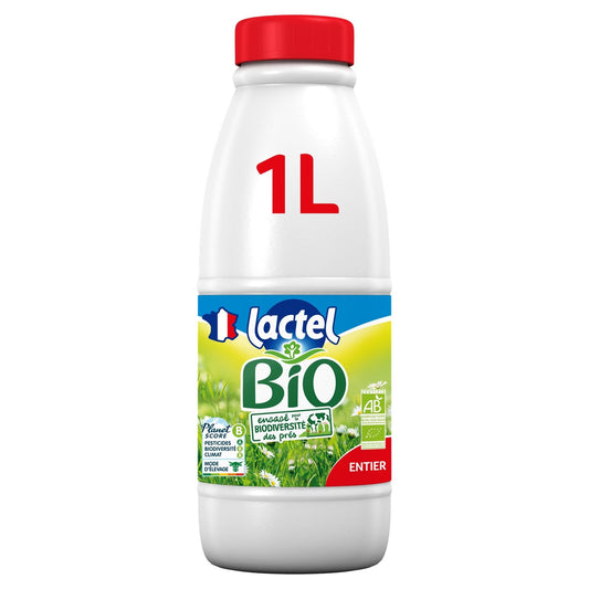 Lait Bio Entier UHT LACTEL la bouteille 1L