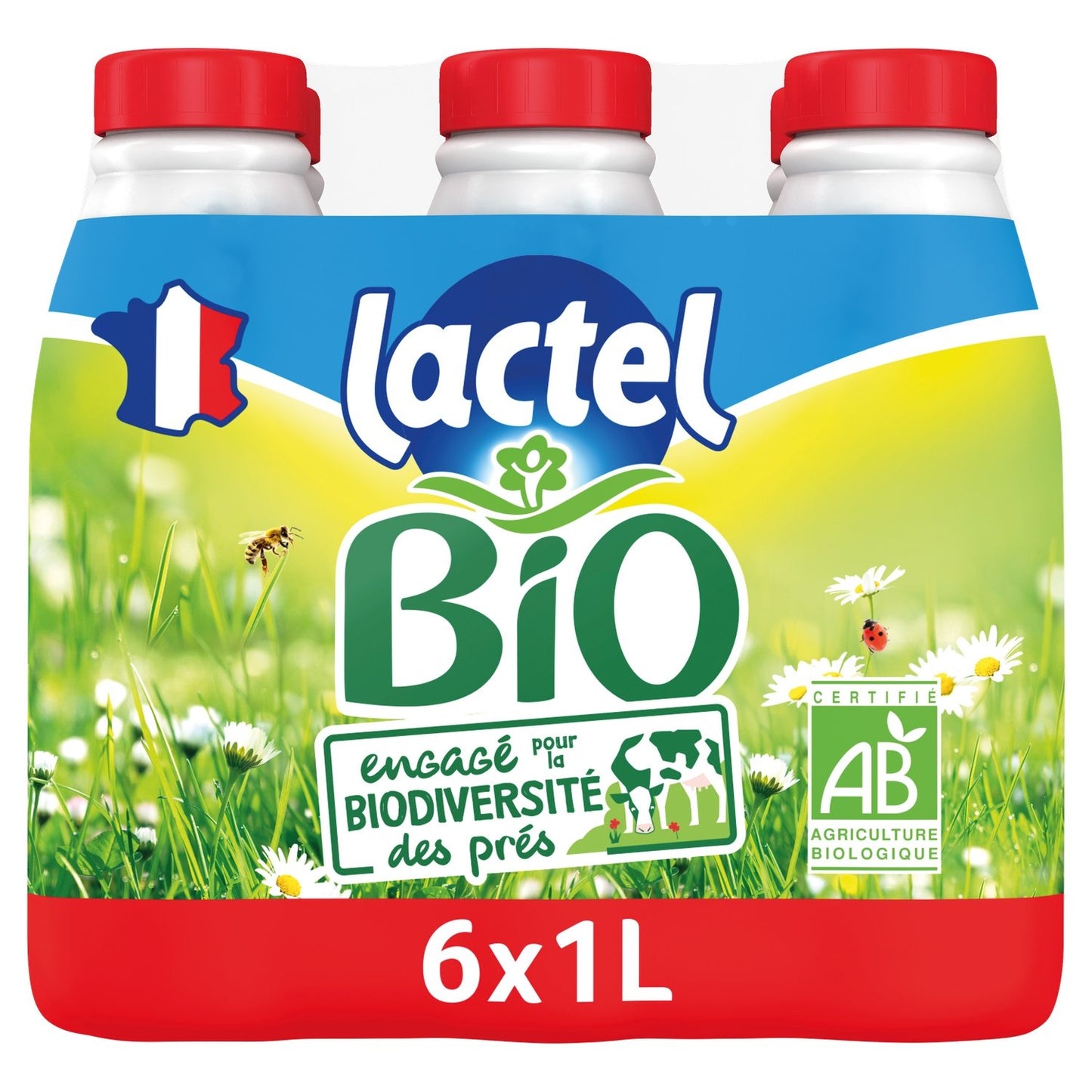 Lait Bio Entier UHT LACTEL le pack de 6 bouteilles de 1L