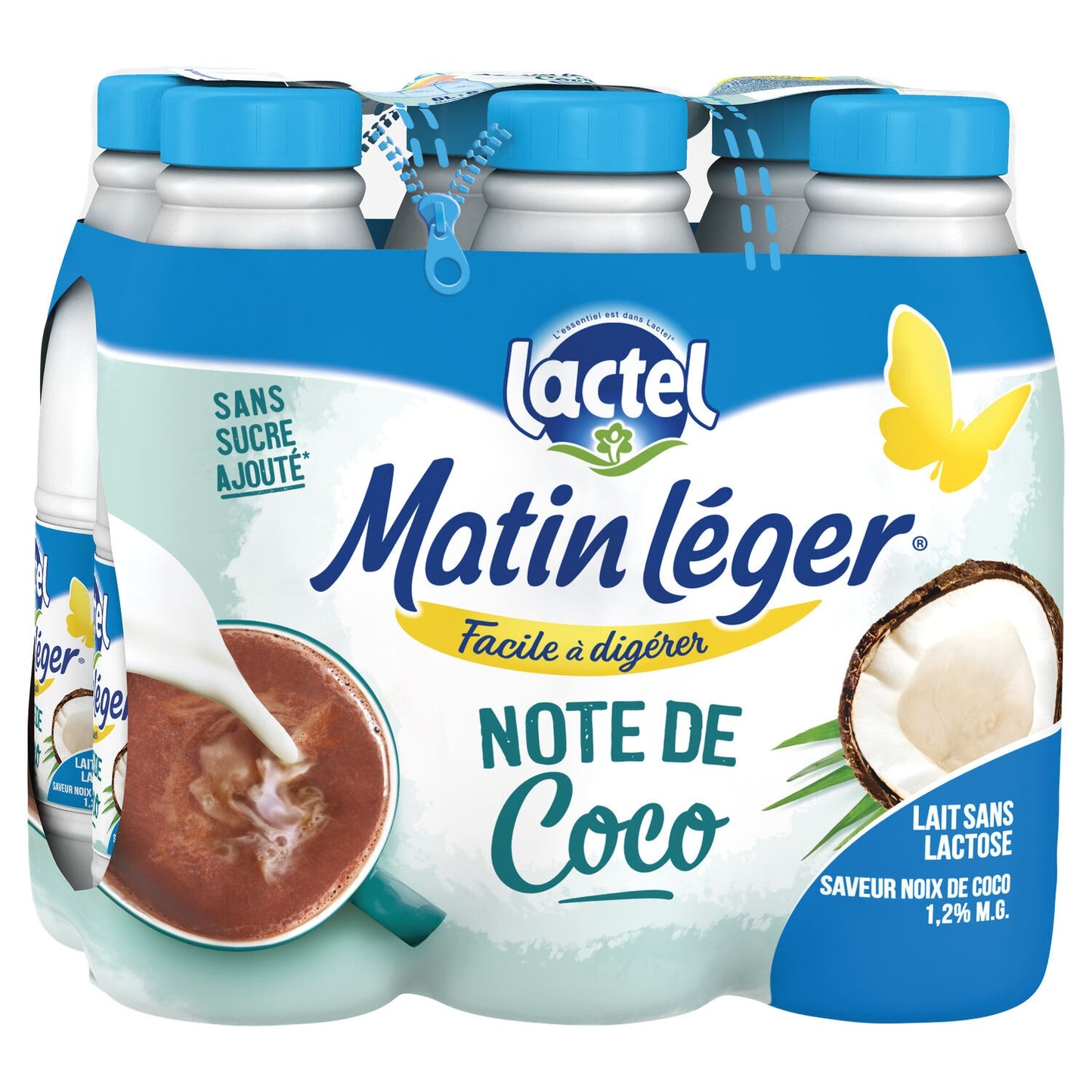 Lait Sans Lactose Note de Coco UHT 1,2% Mg Matin Léger LACTEL