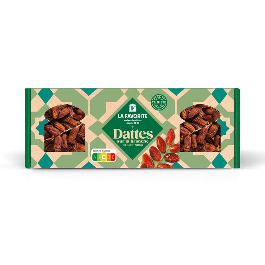 Dattes Deglet Nour Branchées LA FAVORITE la barquette de 1Kg