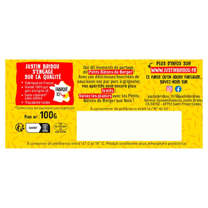 Saucisson Petits Bâtons de Berger JUSTIN BRIDOU