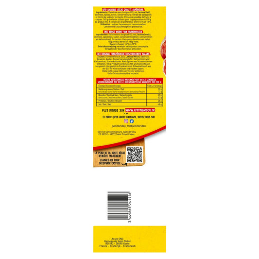 JUSTIN BRIDOU Pure Pork Dry Sausage
