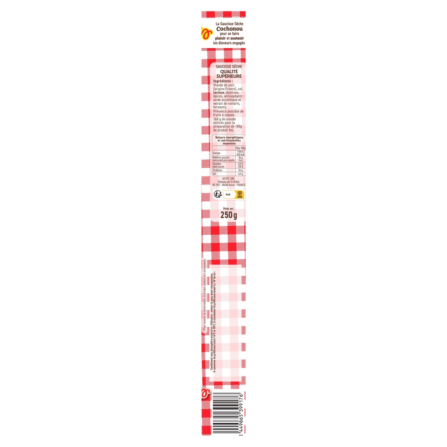 Saucisse Sèche Qualité Supérieure COCHONOU 
