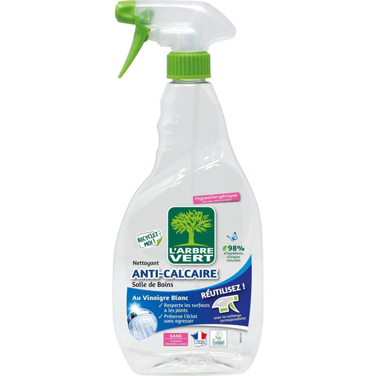 Nettoyant Ménager Salle de Bain Anti-Calcaire Vinaigre Blanc Ecolabel L'ARBRE VERT le spray de 740 ml