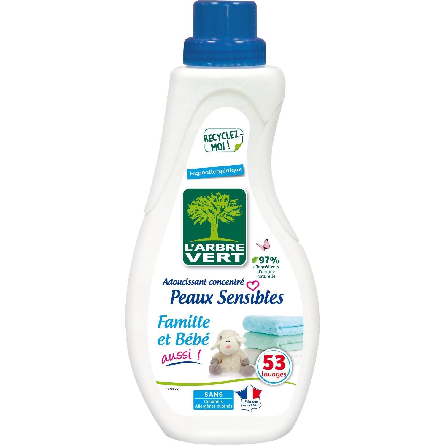 Adoucissant Concentré Hypoallergénique Bébé L'ARBRE VERT le flacon de 800mL