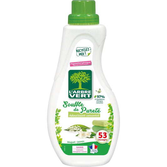 Adoucissant Concentré Hypoallergénique Muguet Jasmin L'ARBRE VERT le flacon de 800mL