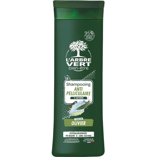 Shampoing Antipelliculaire Olivier et Saponine Hypoallergénique Ph Neutre L'ARBRE VERT BIEN-ETRE le flacon de 250mL
