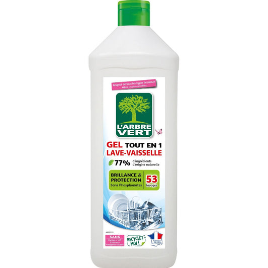 Gel Lave-Vaisselle Tout en 1 Brillance et Protection L'ARBRE VERT le flacon de 901mL