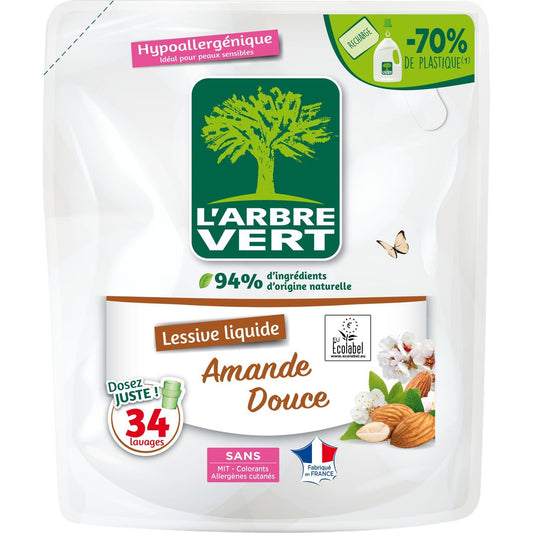 Sweet Almond Liquid Laundry Detergent Hypoallergenic Ecolabel L'ARBRE VERT